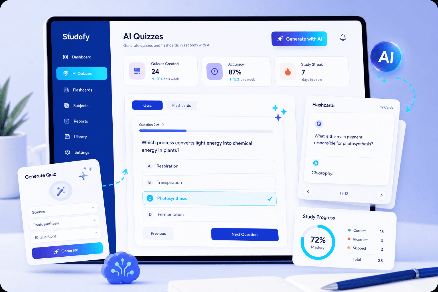AI Quizzes & Flashcards visual